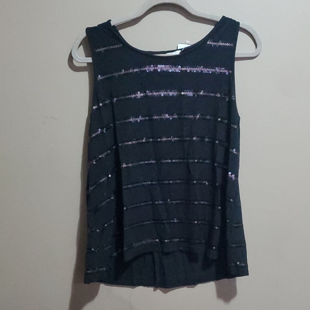 Jack by BB Dakota Black Sequin Tank Top Size Large